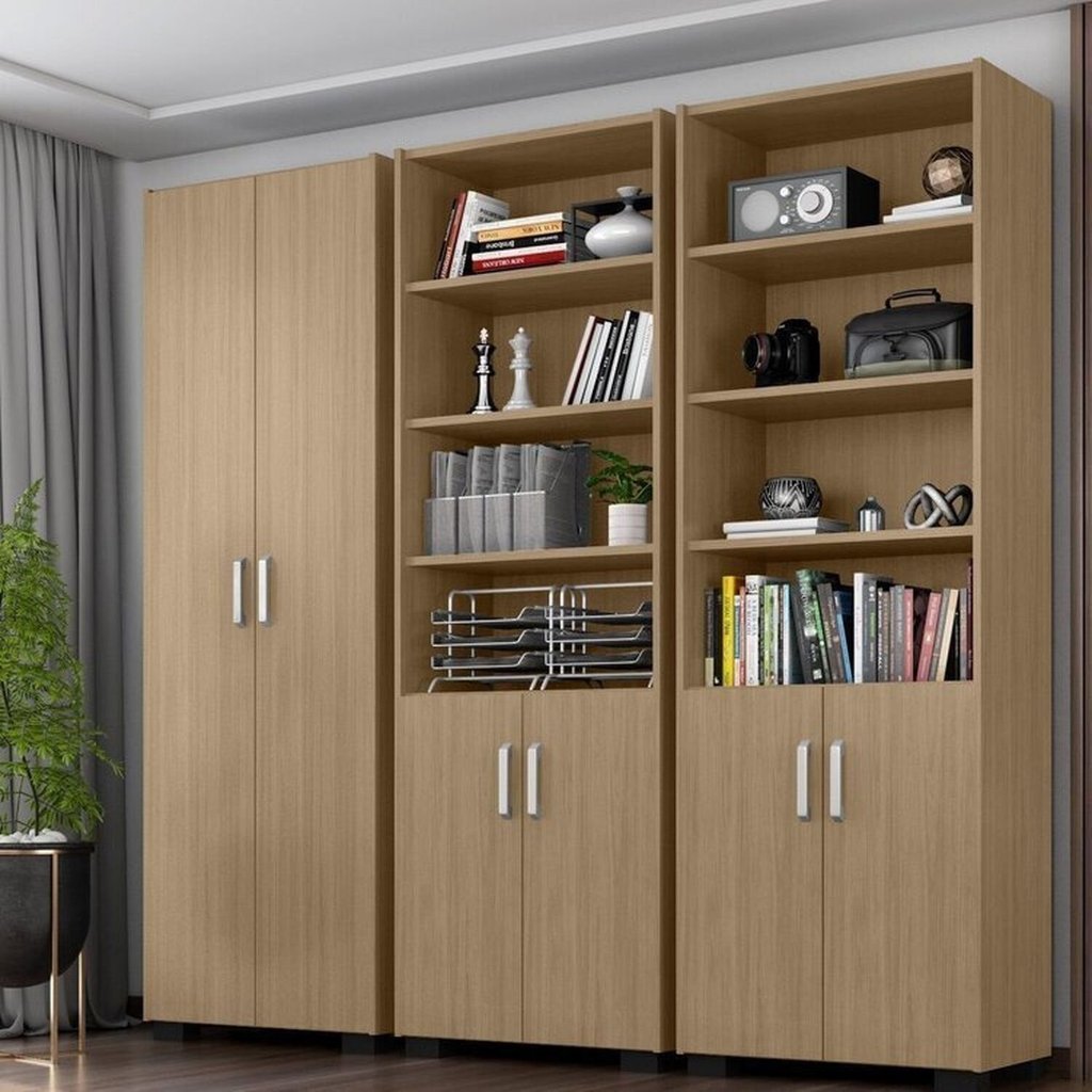 Armário Estante Multiuso Office Livreiro com 6 Portas 181,5cm Marrom/Freijó Marrom