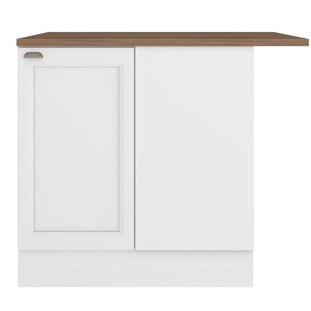 Balcão de Canto Reto 1 Porta com Tampo Unna Yescasa Branco Branco