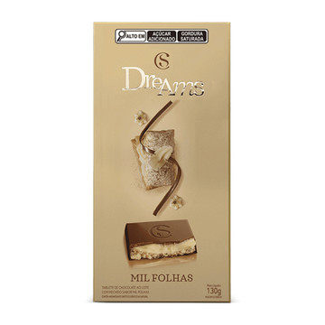 Cacau Show Tablete de Chocolate Recheado Dreams Mil-Folhas 130g