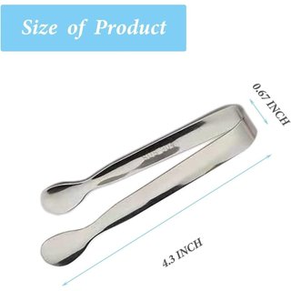Conjunto de 6 Pinças para Gelo e Açúcar de 4,25 Polegadas em Aço Inoxidável, Utensílios de Cozinha Pequenos para Servir,