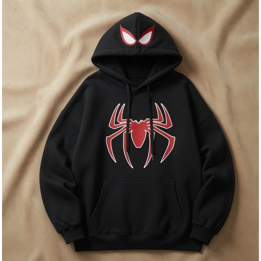 Moletom Infantil Aranha Blusa Capuz Canguru Conjunto Inverno Flanelado Quentinho Confortável