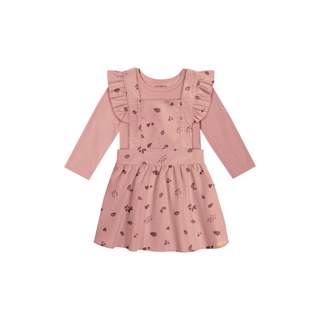 Conjunto Bebê Menina Veludo Colorittá Rosa