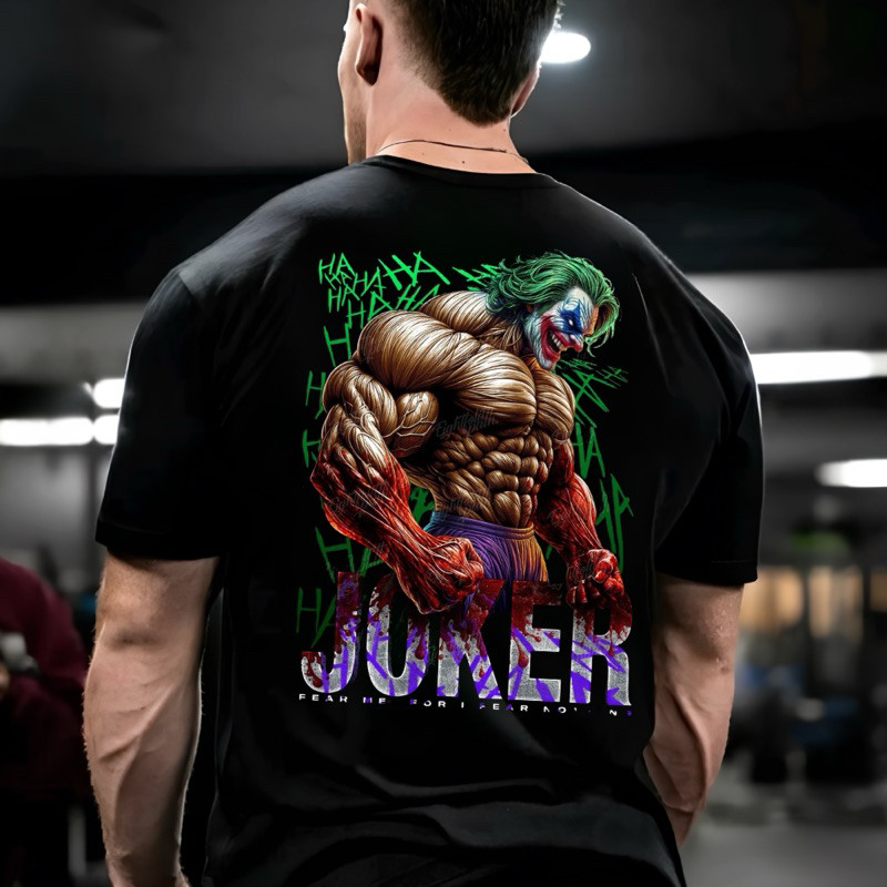 Camiseta Oversized Academia Treino Coringa Joker Força Musculação T-Shirt | Camisa Vilão Maromba Street Confortavel