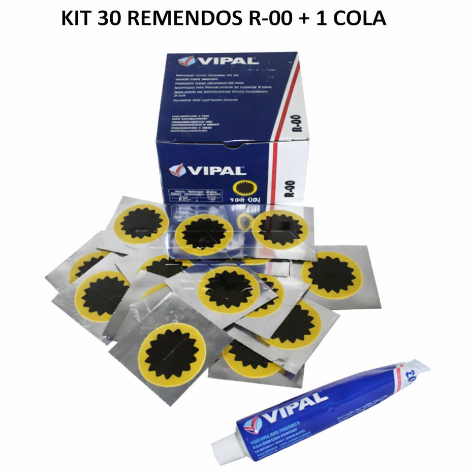 Remendos Vipal R-00 + Cola CB-01 Original Reparo de Câmara de Ar para Bicicleta, Moto e Ciclismo ‍️