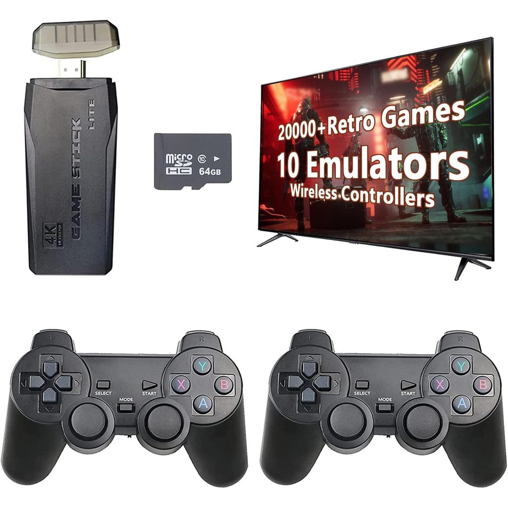 LINIREAU Retro Game Stick - Revisit Classic Games with Built-in 9 Emulators, 20,000+ Games, 4K HDMI Output, and 2.4GHz W
