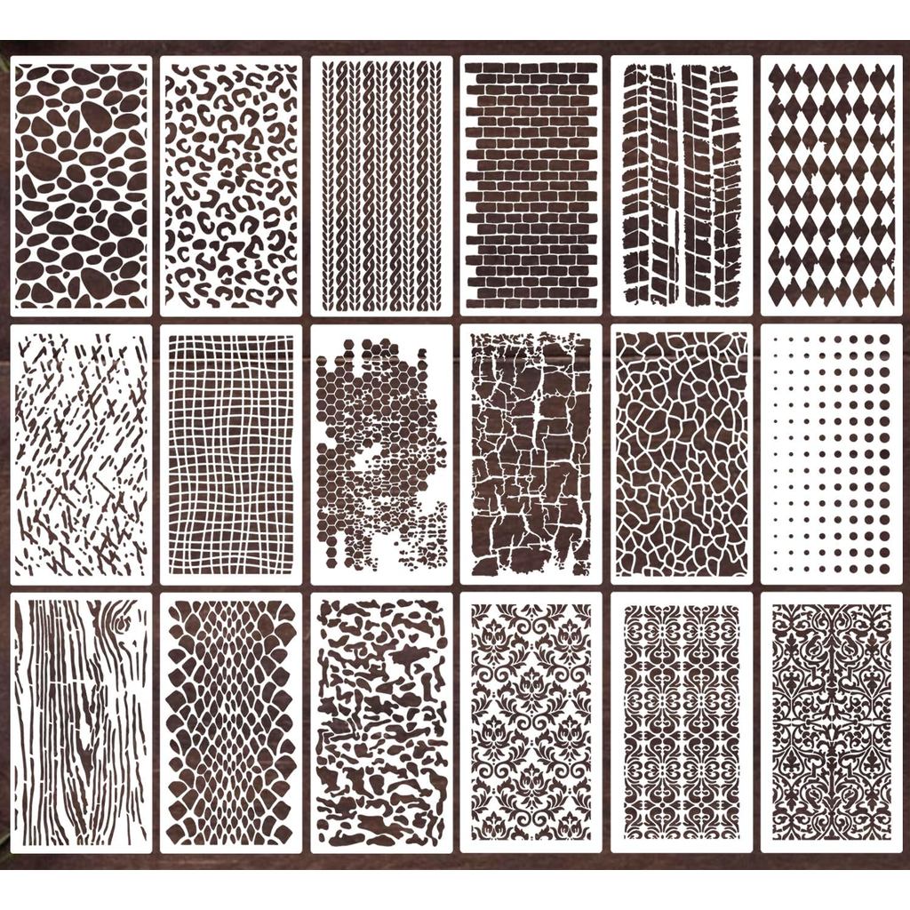 Estênceis para Artesanato, Estênceis de Textura Reutilizáveis para Pintura, Estênceis de Fundo, Moldes de Desenho para M