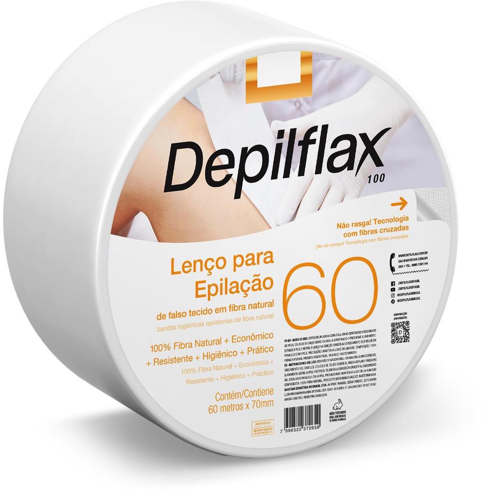 Papel Lenço Para Depilação Rolo 60m Depilatório Depilflax