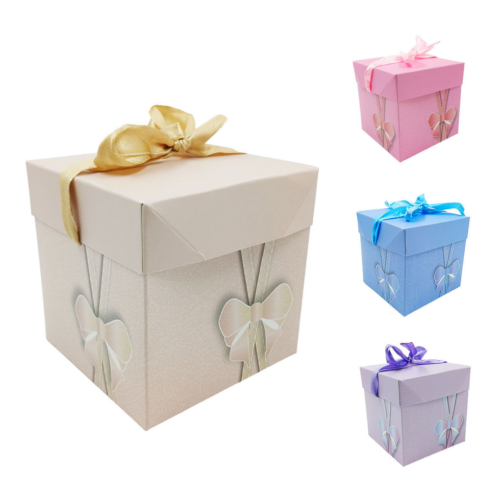 Caixa P/ Presente Laço 10x10cm em Papel Kit Girl