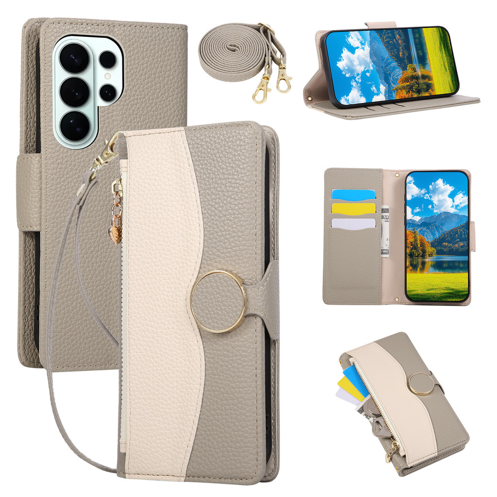 Capa De Telefone Crossbody De Couro De Cor Dupla Para Samsung Galaxy A56 5G A36