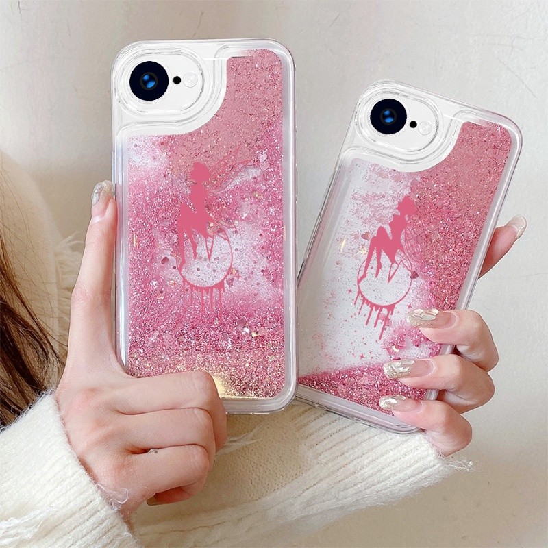 Compatível Com Samsung Galaxy A32 A22 M32 A22 A12 A02S A72 A52 A42 A71 A31 A21 Angel Girl Rosa Líquido Glitter TPU Capa 