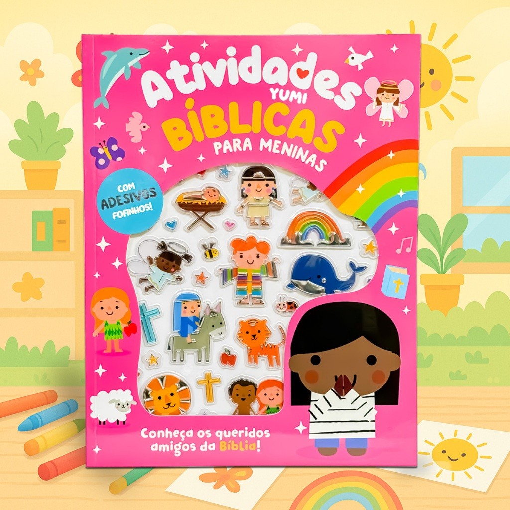 Livro Infantil Bíblico Atividades Bíblicas Para Meninas - Com Adesivos 3d Fofinhos Bíblia Jesus