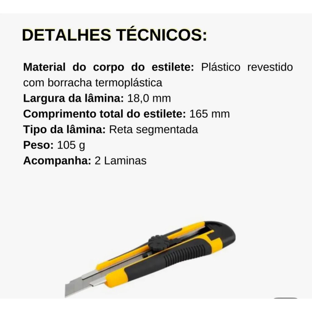 ESTILETE EMBORRACHADO 18MM ES218 VONDER — imagem 2 de 2