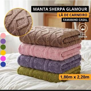 Cobertor Manta Glamour Sherpa da mesma cor do cobertor Casal Padrão – Fofa, quente, Macia, Elegante e Aconchegante