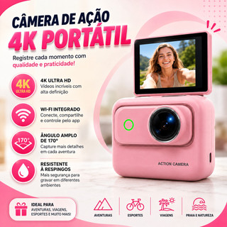 Camera De Acao 4K Ultra HD Portatil A Prova Dagua Esportiva Digital Video HD Gravacao Magnetica Sports Filmadora Top