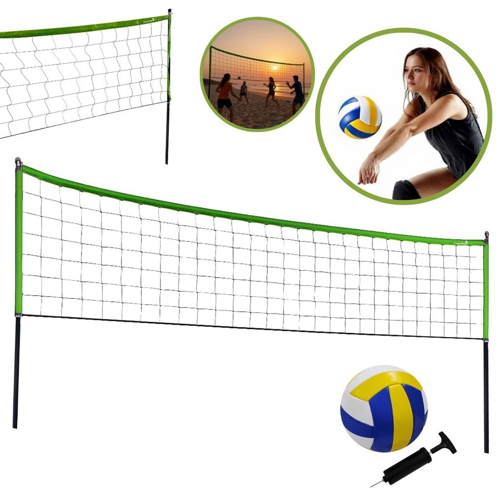 Kit Rede Beach Tennis E Volei Portatil Com Suporte Importway IWJ004 Acompanha Bola PVC