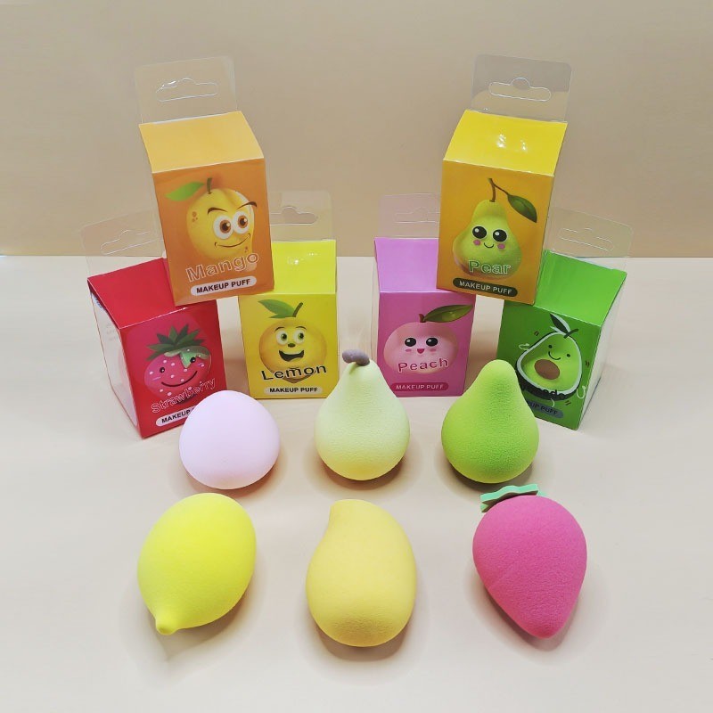 Manga beleza ovo pêssego gota de água cabaça corte chanfrado maquiagem esponja especial frutas beleza ovo encaixotado ma