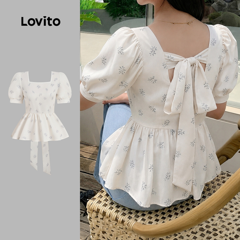 (New Arrival) Lovito Blusa Casual Blusa Feminina Primavera/Verão LK7LD1034