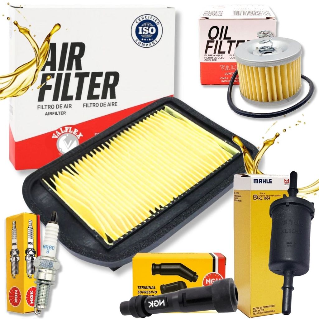 Kit de Filtros + Vela Ngk Factor 150 / Fazer 150 / Crosser 150