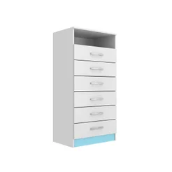 Cômoda Rack para Quarto Infantil 6 Gavetas 1 Nicho Maxi Azul/Branco Branco/Azul