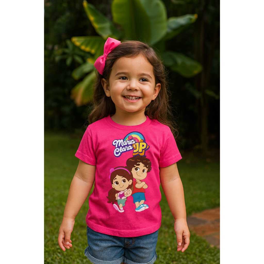 Camiseta Maria Clara E Jp Show Blusa Youtuber Jogos Pink Infantil Festa Presente Passeio Juvenil Unissex Camisa Casual