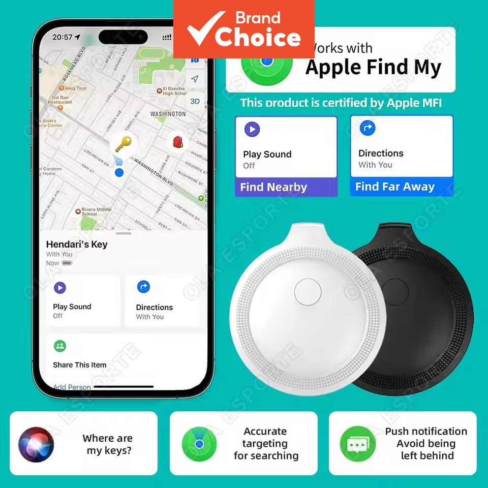 Mini Rastreador GPS compatível com o Find My do iOS, localizador Bluetooth compatível com Airtag para chaves, coleira de