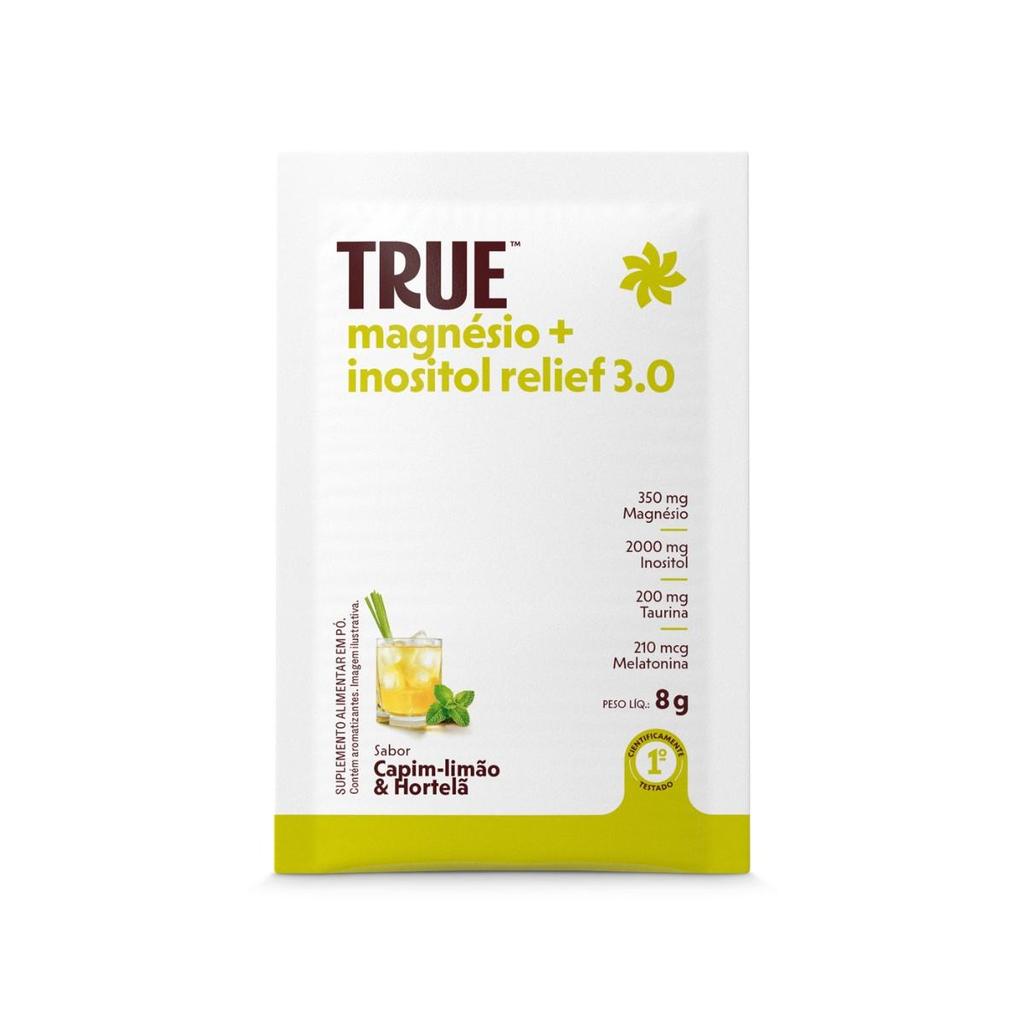 True Magnésio + Inositol Relief 3.0 Capim Limão e Hortelã Sachê 7 g