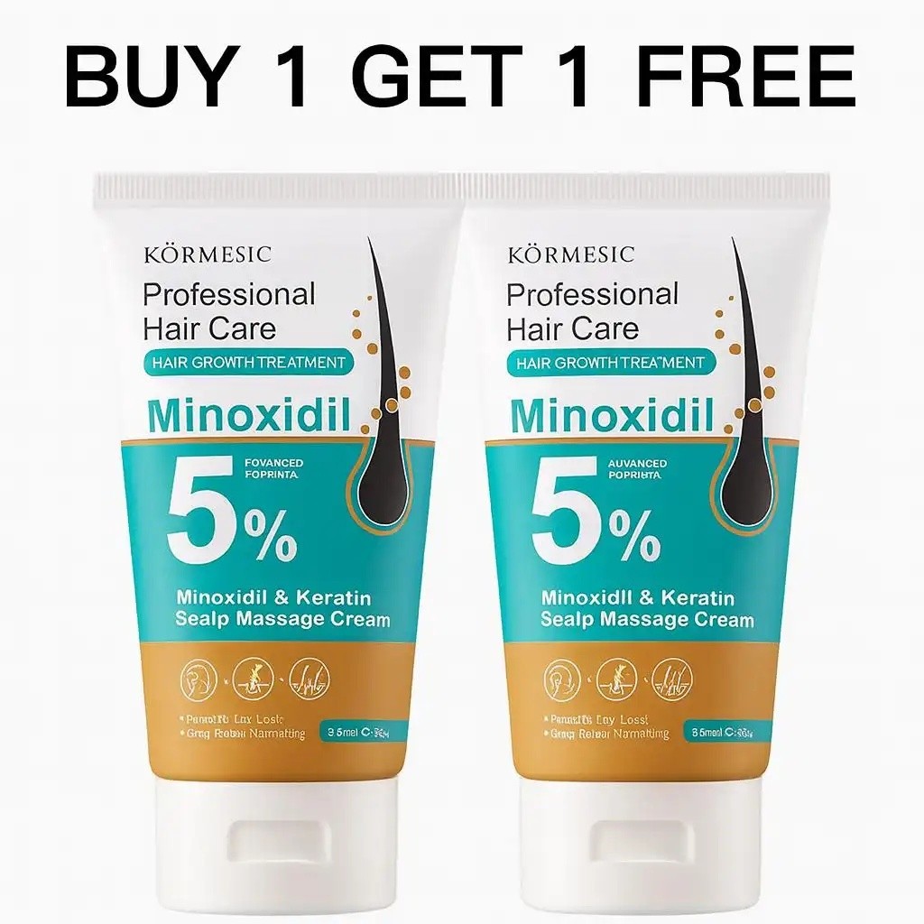 [COMPRE 1 LEVE 1 GRÁTIS] KÖRMESIC Creme de Massagem Capilar com 5% de Minoxidil, Queratina e Gengibre para Homens e Mulh