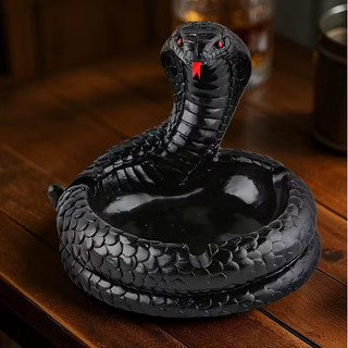 Cinzeiro de resina Cobra preta criativa ornamentos decorações de atmosfera de mesa de escritório em casa