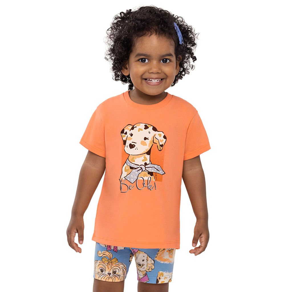 Conjunto Infantil Menina Dálmata Brilho Elian Laranja