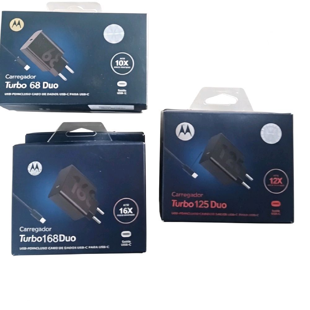 Motorola Carregador Turbo 168 Duo USB-Ponctilho para Cargas Rápidas USB-C e USB-