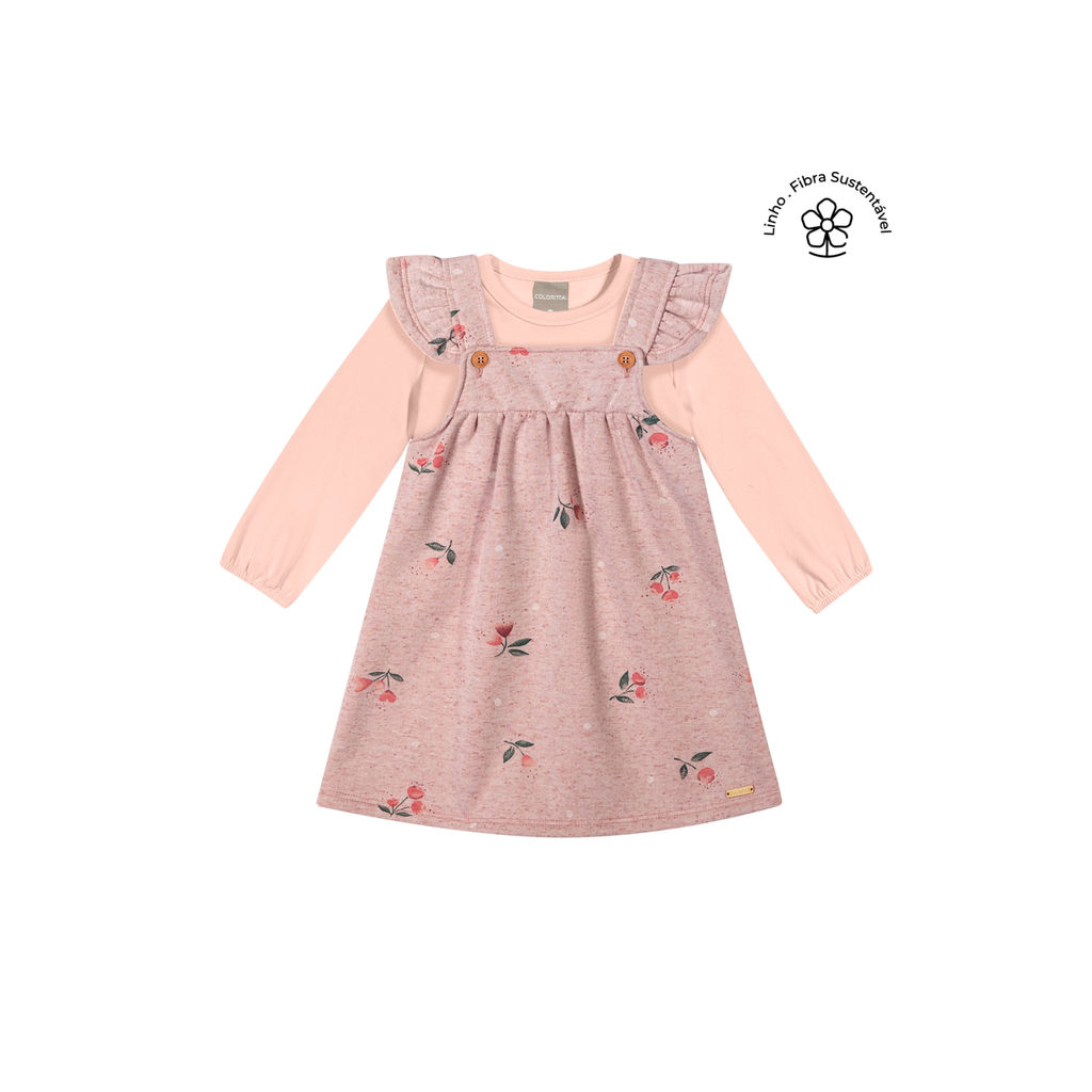 Conjunto Longo Infantil Menina Floral Colorittá Rosa