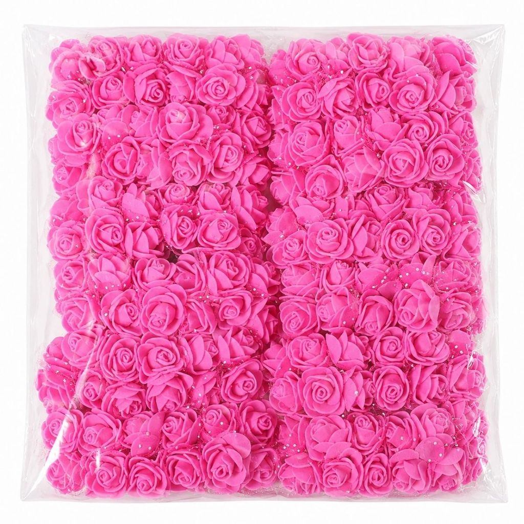 Kit Mini Rosas EVA 720 Unidades 2cm com Cabinho para Artesanato e Lembrancinhas