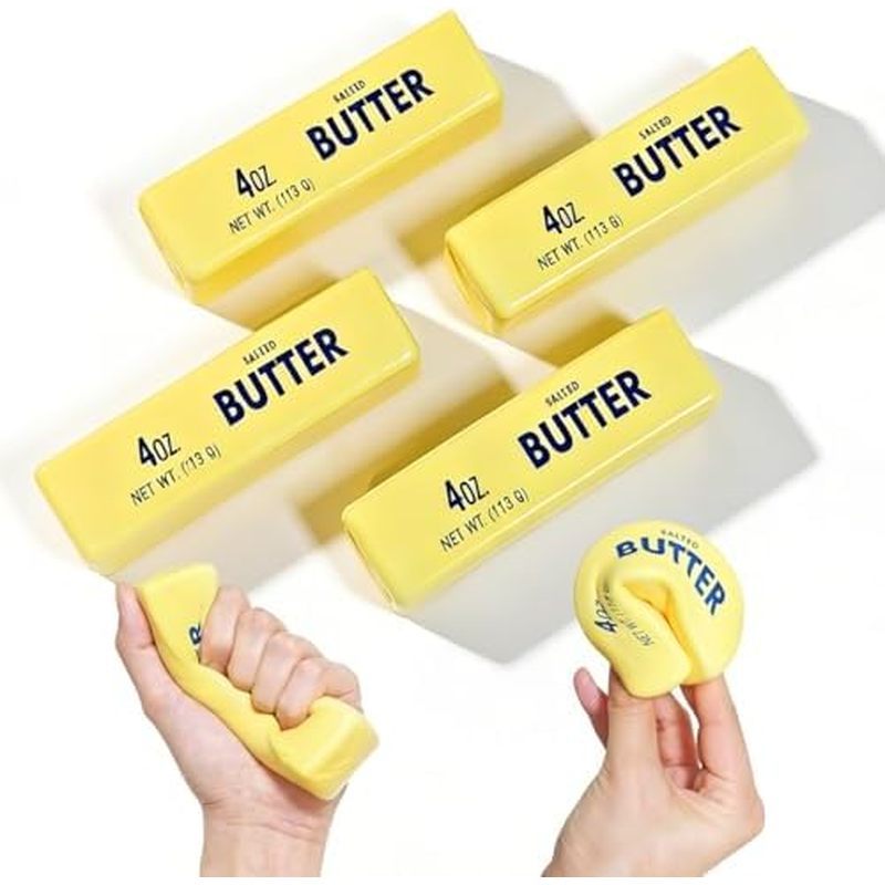 4 Pces Manteiga Mole , Brinquedo Da Inquietação De Ascensão Lenta , Brinquedos Moles Dos Cubos Do Queijo Tema Alimento S