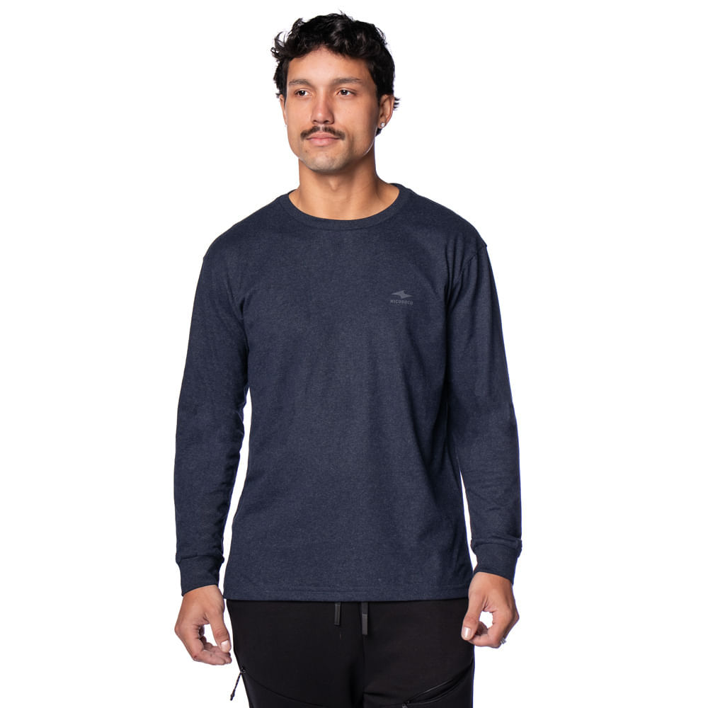 Camiseta Masculina Nicoboco Mesclada Manga Longa Marinho