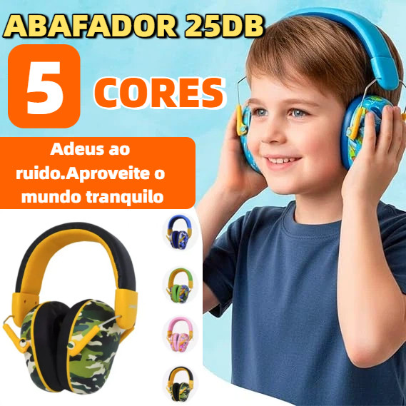 Abafador Autismo Infantil Fone Protetor de Som Ouvido 25DP Auricular Ruido Super Confortavel Tdah Tea Autista LEF1220