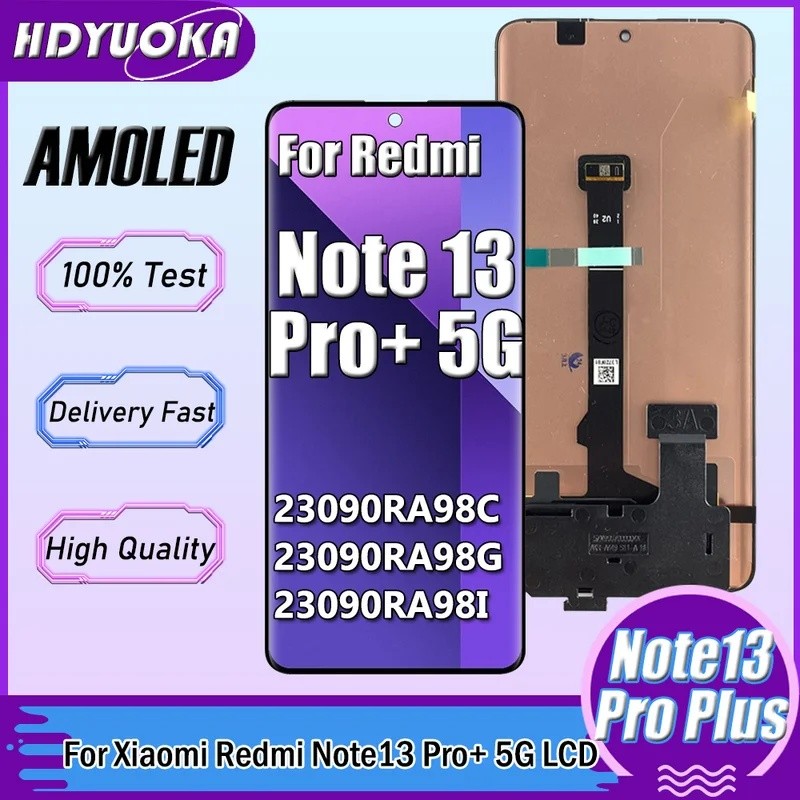 Lcd AMOLED Para Xiaomi Redmi Nota 13 Pro + 5G Display Tela De Toque Digitador As