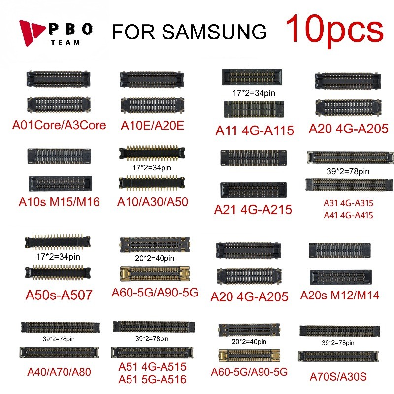 JDT 10 Peças Tela LCD Flexível Conector FPC Porta Para Samsung Galaxy A50 A70s A40 A30S A21 A20 A11 A31 A60 A80 M14 M15 
