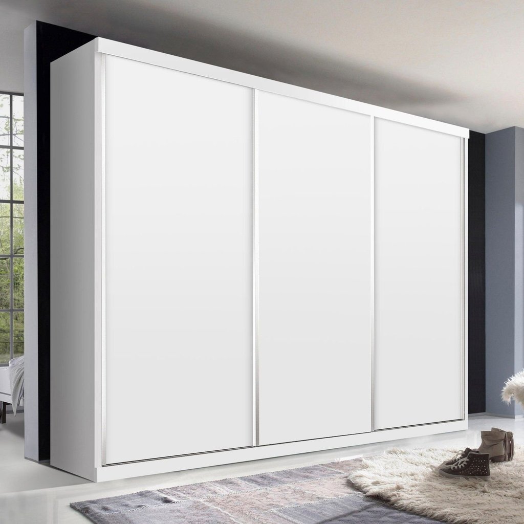Guarda Roupa Casal Premium Pearl 205,9cm 3 Portas 4 Gavetas Yescasa Branco Branco
