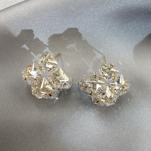 kit brinco aço inoxidável cartelas de brincos feminino ❧Novo estilo em forma de diamante zircão brincos feminino tempera