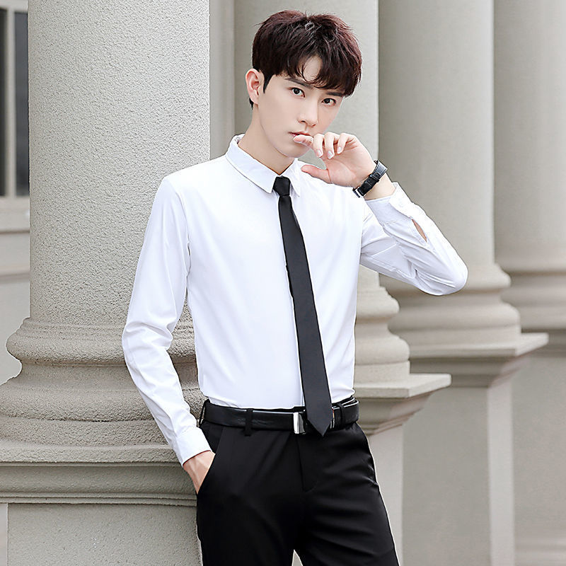 [Camisa Formal de lapela] Camisa masculina de manga curta/manga comprida Four Seasons Camisa branca sem ferro de tamanho