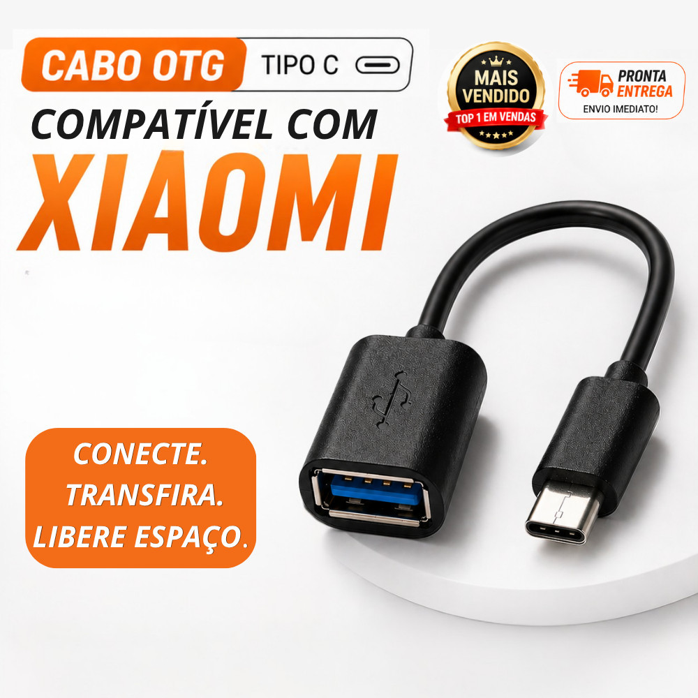 Adaptador OTG Tipo C para Xiaomi, Redmi e Poco — Pendrive, Teclado e Mouse
