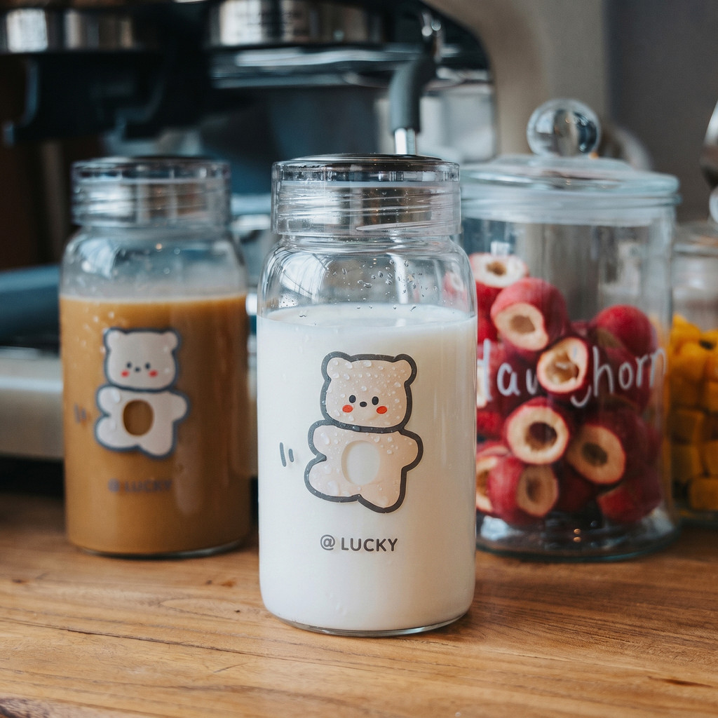 Jiang Yan mesmo estilo copo estilo japonês ins influenciador urso bebida vidro dos desenhos animados copo de água quente