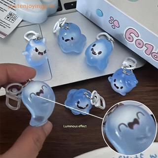 { JJTH } Chaveiro Fantasma Luminoso De Halloween , Boneca De Gelatina De Desenho Animado , Pingente De Telefone , Capa D