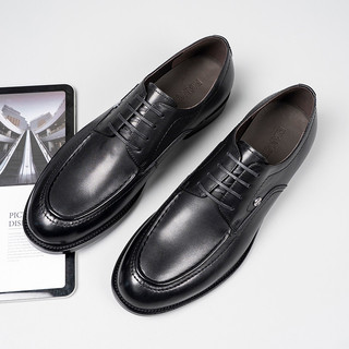 Riancess estilo britânico sapatos de couro com cadarço masculino negócios Commuter Derby sapatos pretos dedo do pé redon