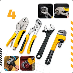 Kit Chave Inglesa + Alicate Bomba + Grifo + Alicate Pressão