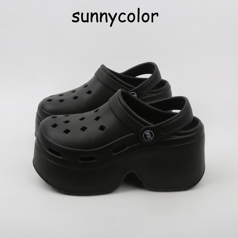 Ensolarado cor Ultra-alto salto buraco sapatos femininos verão leve confortável moda exterior usar sandálias chinelos de
