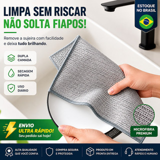Panos de Limpeza Metálicos Prateados 20x20cm Lavar Louça Limpar Fogão e Remover Sujeiras Difíceis envio imediato