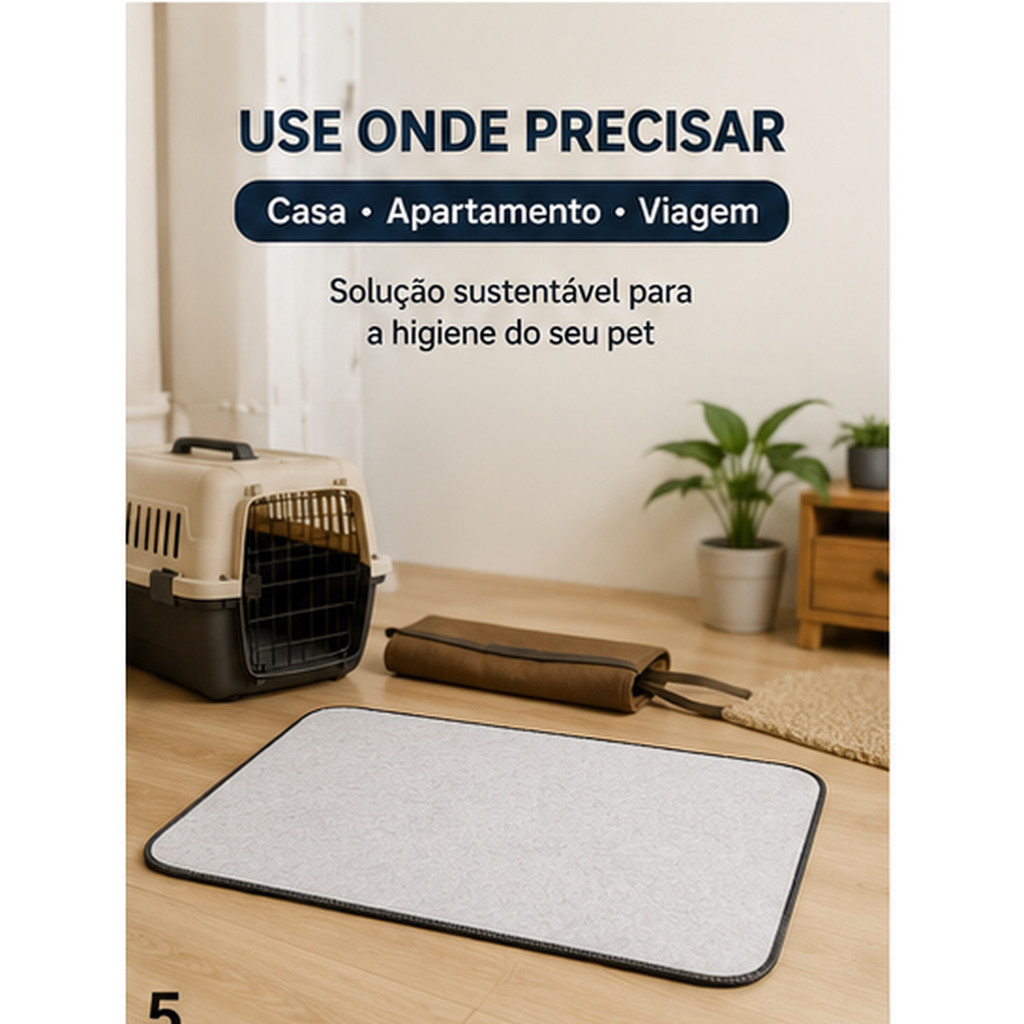 Tapete Higiênico Lavável Reutilizável para Cachorro 70x50cm Fundo Impermeável