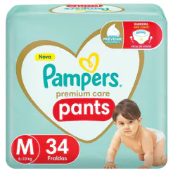 Fralda Infantil Pampers Premium Care Pants Tamanho M com 34 Unidades