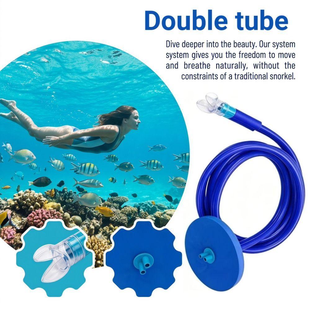 Respirador Seco Completo , Tubo De Respiração De Bocal De Silicone De Tubos Duplos , Snorkel De Mergulho Leve Reutilizáv